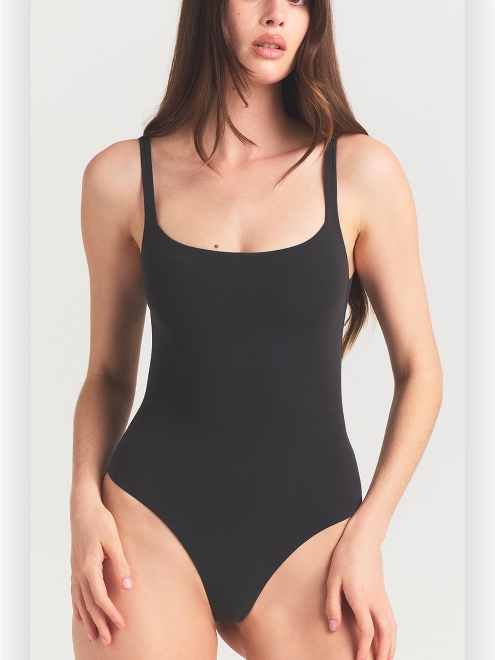 SKIMS Black Square-Neck Bodysuit